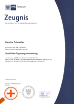Trainer Skills Certificate of Chamber of Industry and Commerce Potsdam according to the German AEVO